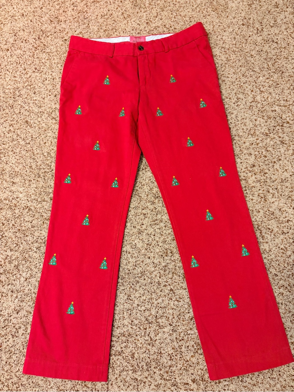 Castaway Nantucket red pants with Christmas trees
